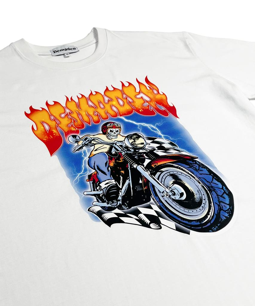 DEMADEN Skull Motorcycle Gang 1/2 T-Shirt White