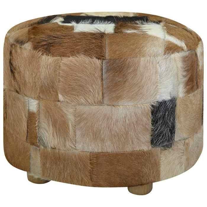 VidaXL Pouf Genuine Leather Round 50 X 50 X 45 Cm