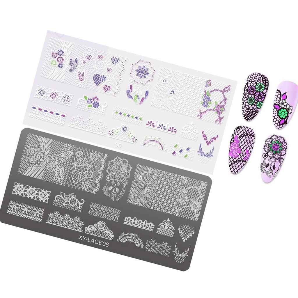 Hollow Lines Nails Art Stamping Template Flowers Manicure Print French Tip Nails Stamping Plates Nails Art Stamp Tool
