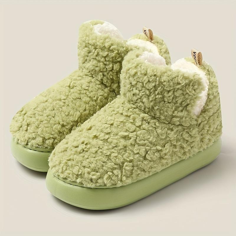 Women's Winter Slippers - Non-Slip Platform Sole, Beige House Shoes for Indoor/Outdoor, Soft Fabric Upper & Cushioned EVA Sole - Warm