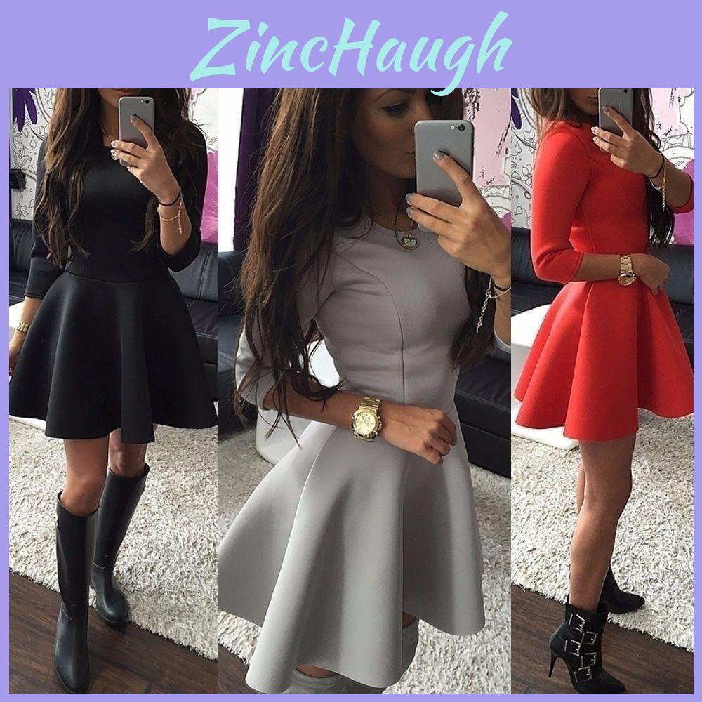 Elegant Summer Womens Lace Party Cocktail Mini Dress With Short Skater Sleeves