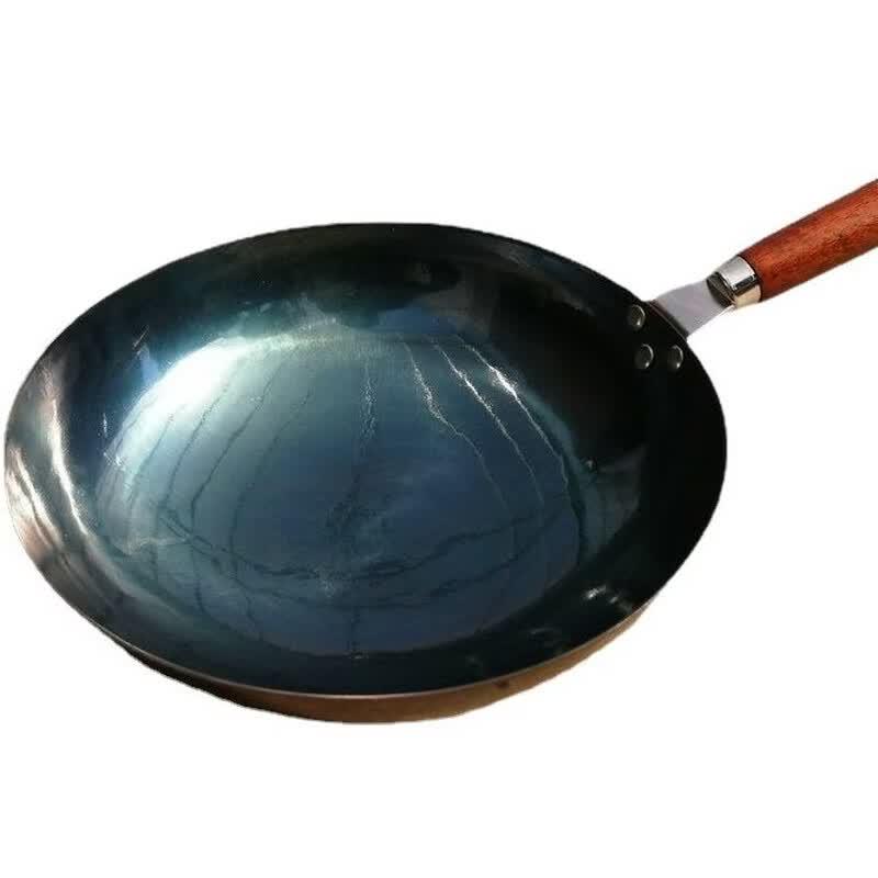 Wutuo Wooden Handle Mirror Finish Iron Wok