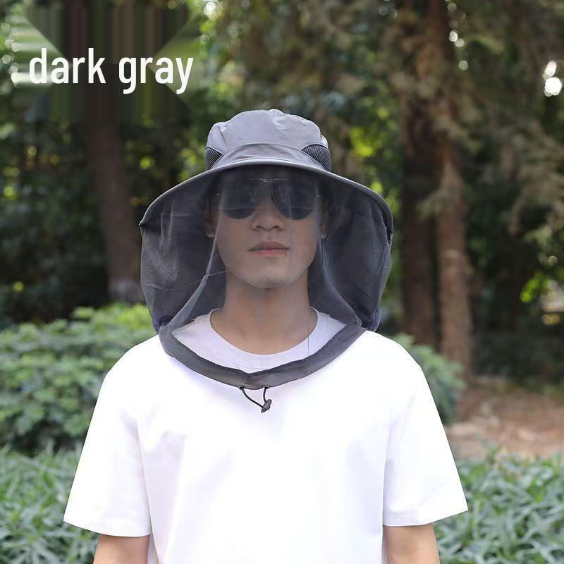 Men's Sun Protection Bucket Hat with Mosquito Mesh for Outdoor Activities