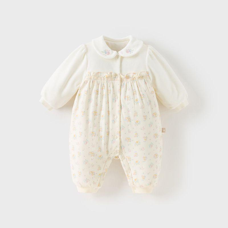 David Bella Baby Girl s Class a Quilted Jumpsuit 2026 Winter New Baby Antibacterial Crawling Suit Newborn Romper Flower Print [Ready in Stock] 59