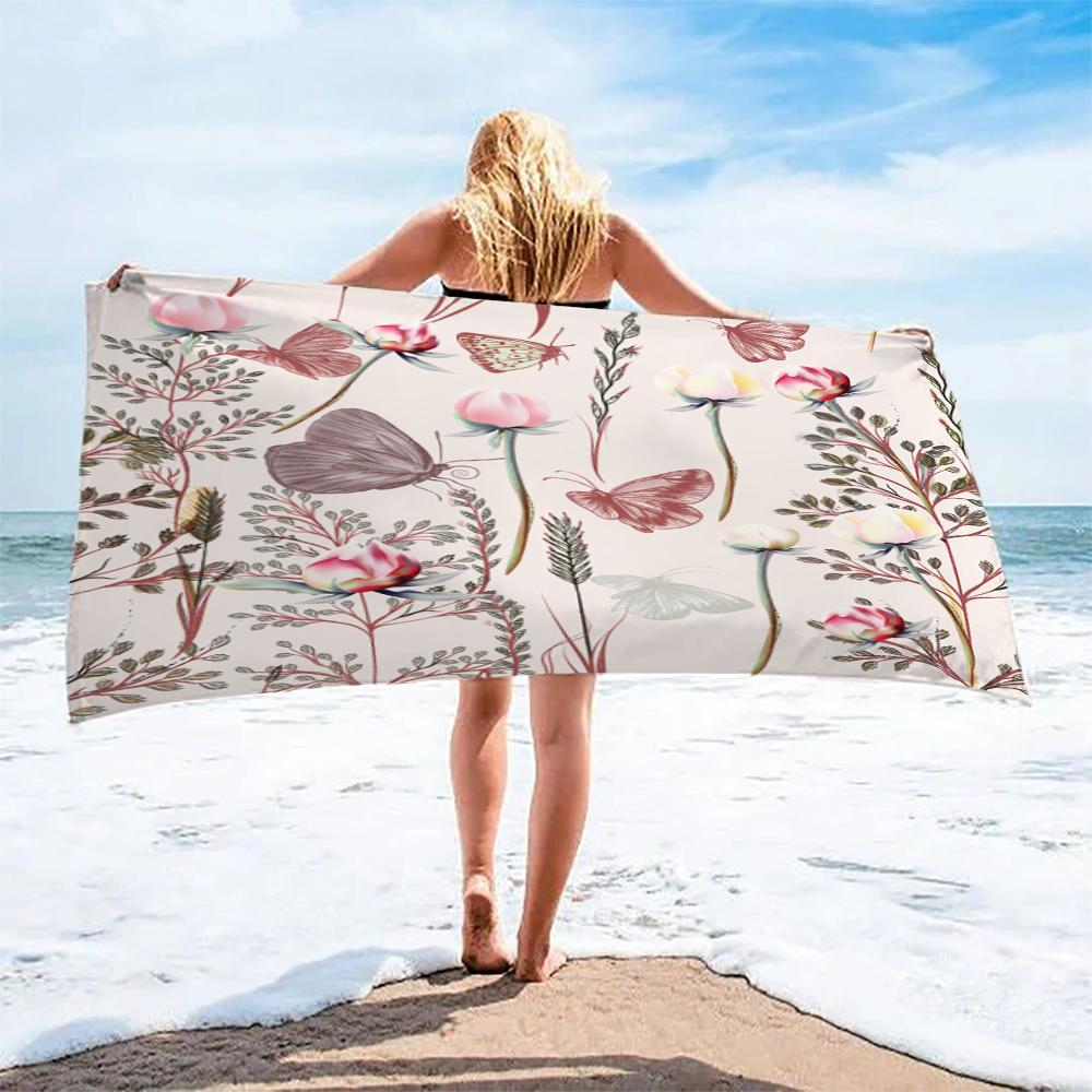 Tropical Foliage Beach Towel 3D Printed Floral Microfiber Quick-Drying Bath Towel For Bachelorette Party Available