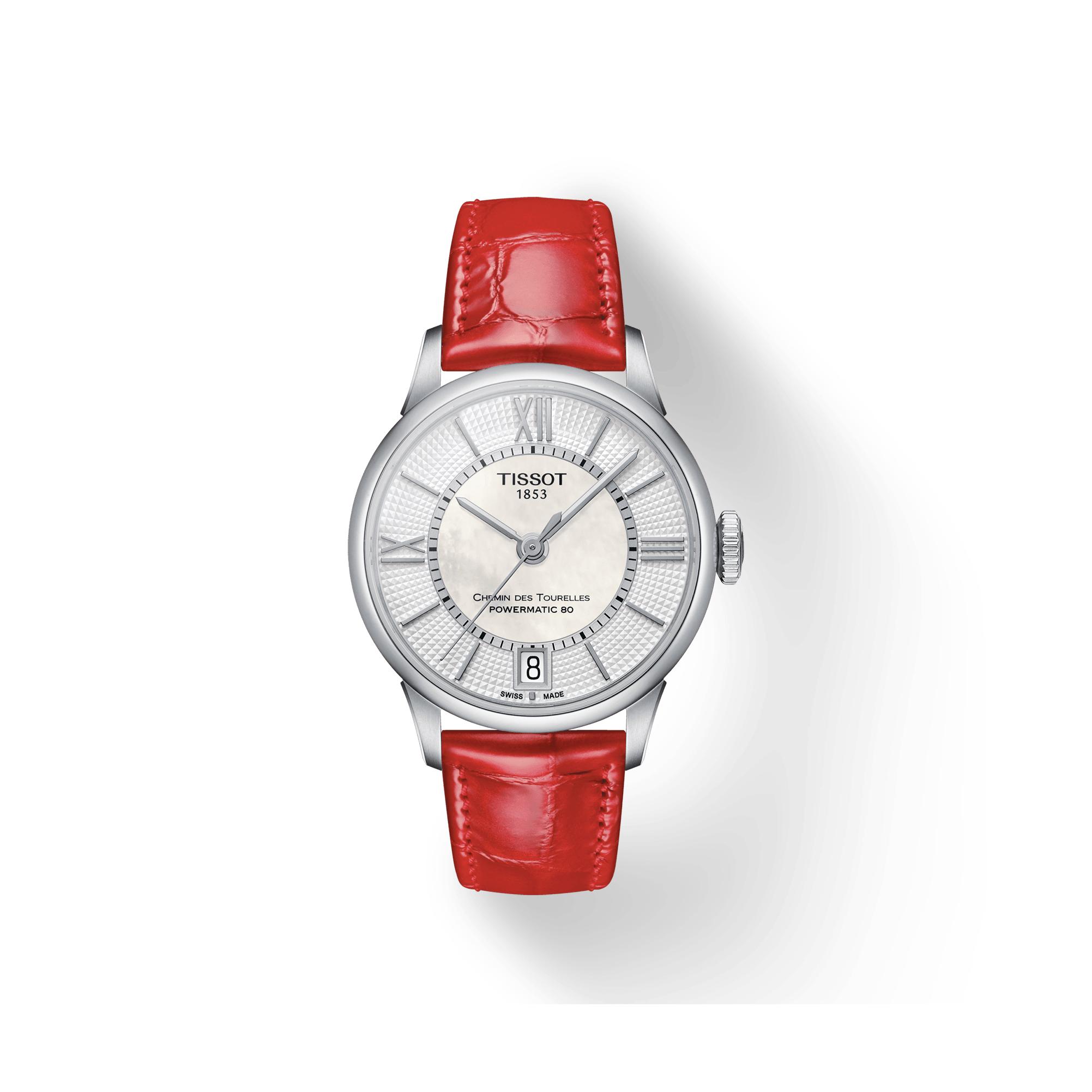 TISSOT Women s Tourelles Collection Watch T099.207.16.118.00 White Dial Red Belt