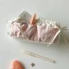 Cute Polka Dot and Strawberry Milk Pencil Case - White with Pink Accessories Heart-shaped Bow Design, Zipper Compartment