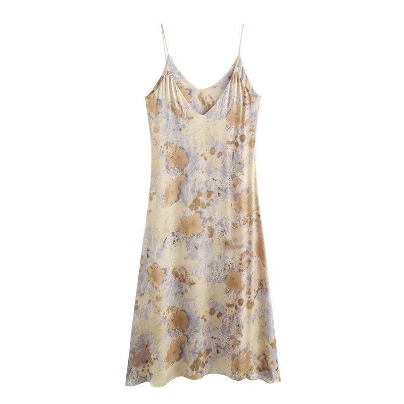 Fashion Style 2024 Autumn New Women's Clothing All-Matching Printed Spaghetti Straps Sleeveless Long Dress 8585032