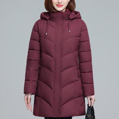 Cappotto Invernale Donna Parka Lungo Taglia Forte Elegante Giacca da Donna di Mezza Età con Cappuccio Casual Spesso Caldo Capispalla