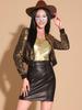 Allegra K Metallic Shiny Sleeveless Tank Size Perfect for Christmas Dance Costumes Women's Top, Gold, M,