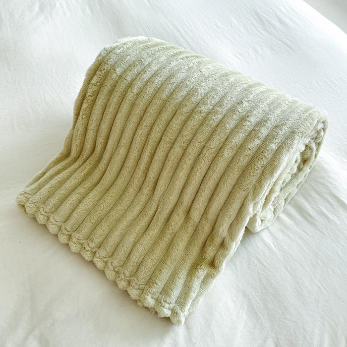 Thickened Plush Blanket - Wide Stripe, Grid Cut, Imitation Rabbit Fur, Small Flannel Blanket, Machine Washable