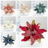 Faux Velvet Artificial Christmas Flower with Glitter 26cm Christmas Tree Wreath Vibrant Color DIY Poinsettia Flower Decor