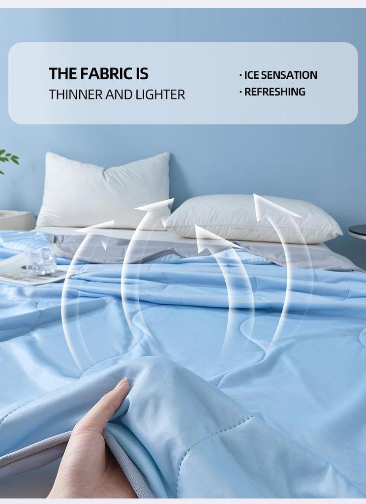 Cool Silk Summer Quilt: Air Conditioning-Ready, Ice Silk, Machine Washable, Solid Color Throw Blanket