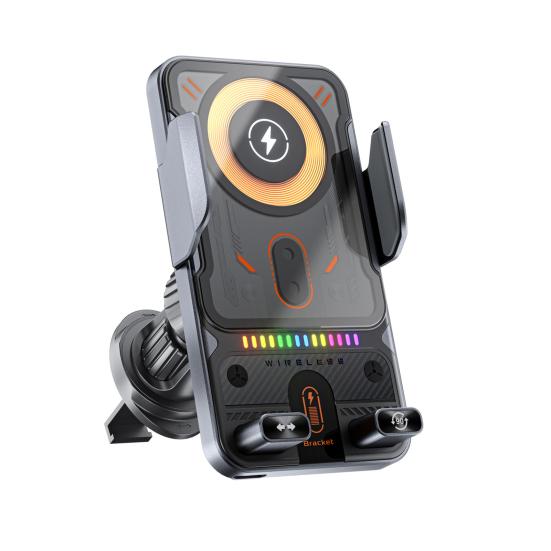 Smart Car Phone Mount 15W Wireless Car Charger Hands Free Car Phone Holder Easy Air Vent Installation Smartphone Mount