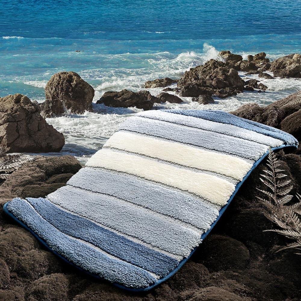 Thickened Stripe Bath Mat Absorbent Floor Mat Bathroom Accessories Entrance Mat  Bath Room