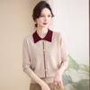 New Fashion Sweater Doll Collar Thin Mom Top Women's Spring and Autumn Long Sleeve Knitted Bottom Shirt
