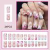 French Flower Design Press On Nails 24 Pieces Resin Material Elegant Style