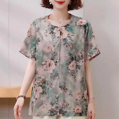 4XL-8XL Plus Size Elegant Women's Blouses Summer Oversize Tops Woman Casual Short Sleeve Shirts