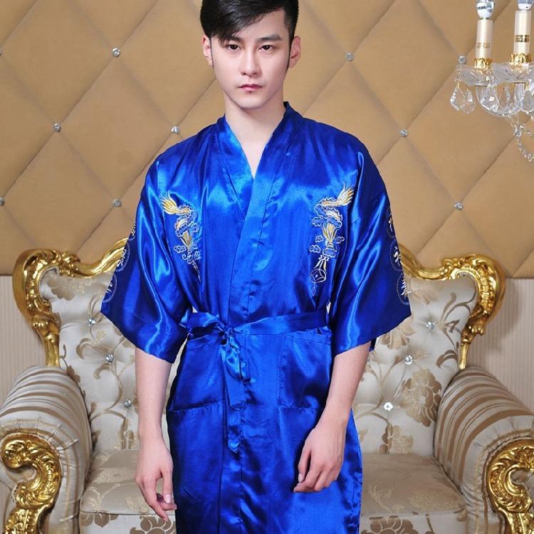 Ethnic Chinese Style Men's Clothing Men's Dalong Bathrobe Bathrobe Dragon Robe Tang Suit Pajamas Nightgown Home Service Embroidered Dalong