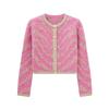 Autumn Winter Sweater Cardigans Women Single Breasted Luxury Beading Striped Casual Knitwear Traf Tops Mujer New In C-187