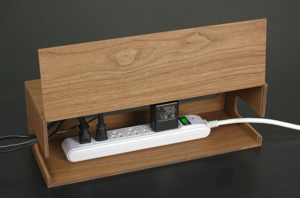 TATSU-CRAFT Bosk Basque Cable Box, Large, Brown, for Power Strip Storage and Wire Organization. Simple Design for Office Use, Space-Saving, Neat