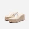 Wedge heel sandals women's new hemp rope sole one word with thick heel wedge heel cool slippers