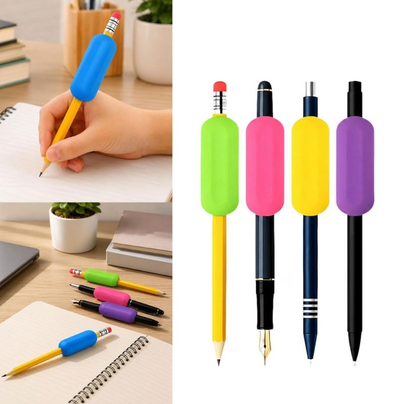 Ergonomic Oval Shape Pen Grip for Handwriting Practice, Weighted Silicone Grip Set of 5 for Students, Homework Writing, Drawing