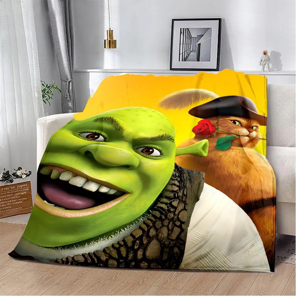 Funny Cartoon Shrek Printed Blanket Picnic Blankets Warm Blanket Soft and Comfortable Blanket Home Travel Birthday Gift