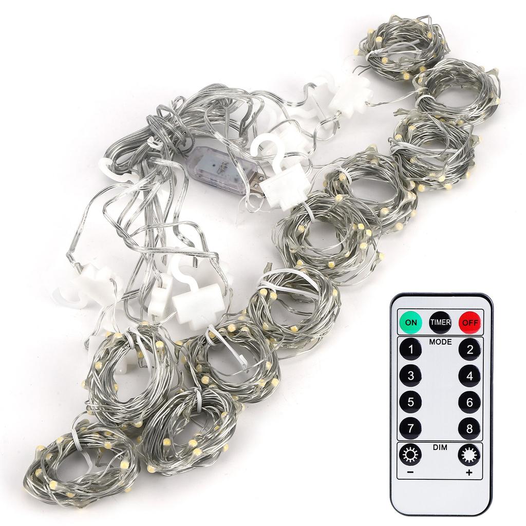 3x3 m 300LED Curtain String Light USB Remote Control Lamp Christmas Wedding Party Decoration
