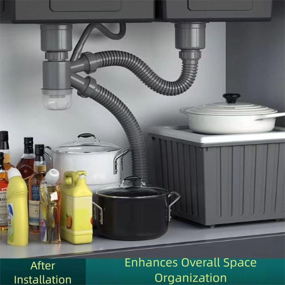 Anti-odor Double Sink Tube Stainless Steel Deodorizing Drain Pipe Kitchen Sink Drain  Dishwasher