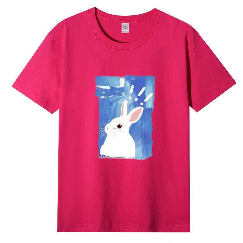 

Женская розовая летняя модная футболка с коротким рукавом, хлопковая дышащая свободная футболка, футболка с принтом 3XL