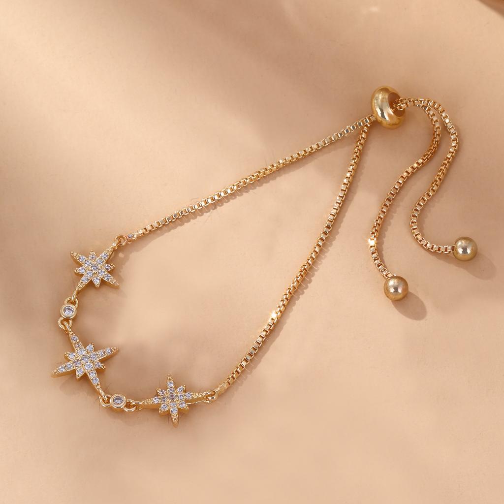 European American Style Eight-Pointed Star Zircon Bracelet for Women Cubic Zirconia Simple Versatile Bracelet Charm Jewelry Gift