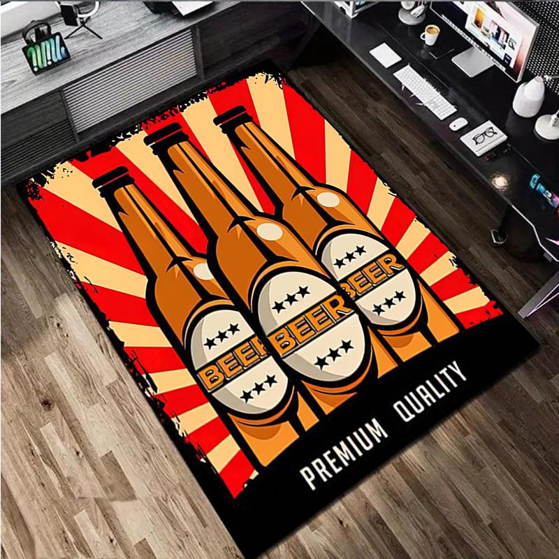 1Pc Beer Print Rug - Home Decoration Carpet For Living Room Bedroom Flooring Computer Chair Area Rug