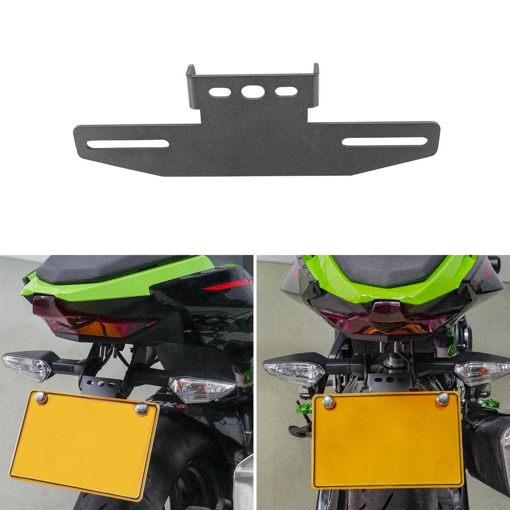 Motikvans Kawasaki License Plate Holder Adjustable Angle License Plate Holder with LED Light License