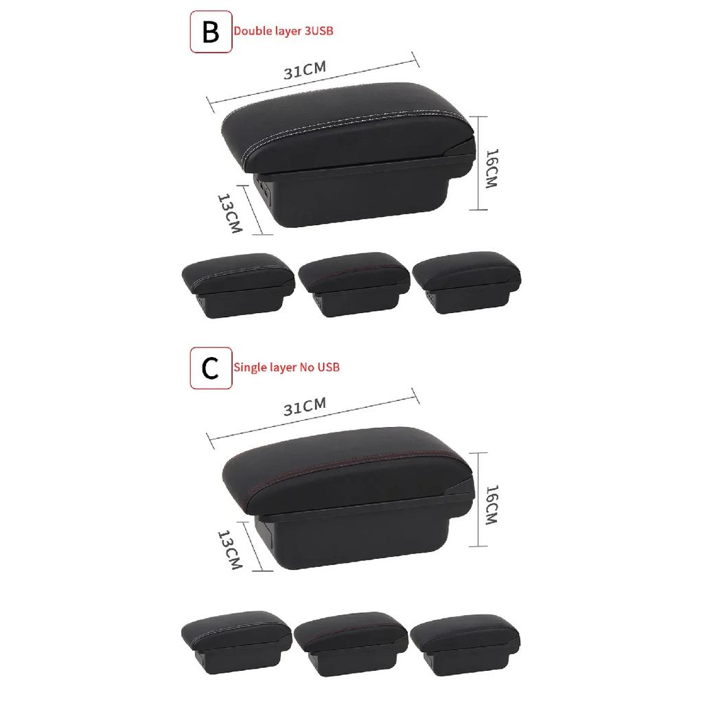 Pour Opel Corsa E Boîte Accoudoir Pour Corsa E Boîte de Rangement Intérieure Accoudoir en Cuir PU avec USB Accessoires de Voiture 2014 2015 2016-2019
