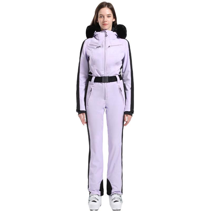 Women's Slimming One-Piece Windproof Ski Suit - Thickened and Warm