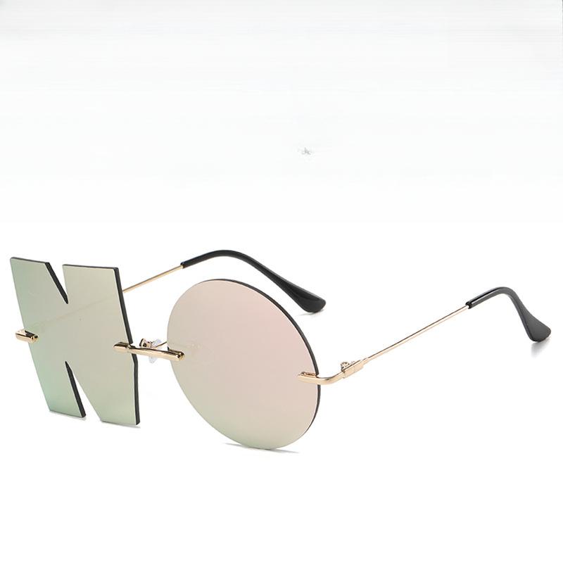 Vintage Mirror Rimless Sunglasses Women Fashion Unique NO Letter Eyewear Men Punk Goggles Shades UV400