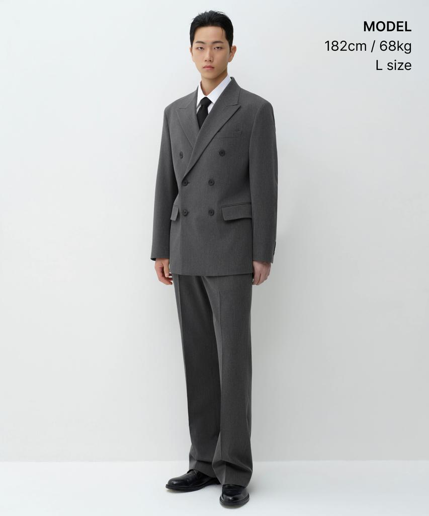 Musinsa Standard Oversized Double-Breasted Blazer [Medium Grey]