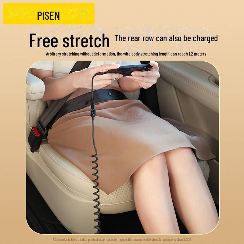 PISEN Pružinový kabel 3v1 pro rychlé nabíjení pro Apple & Huawei