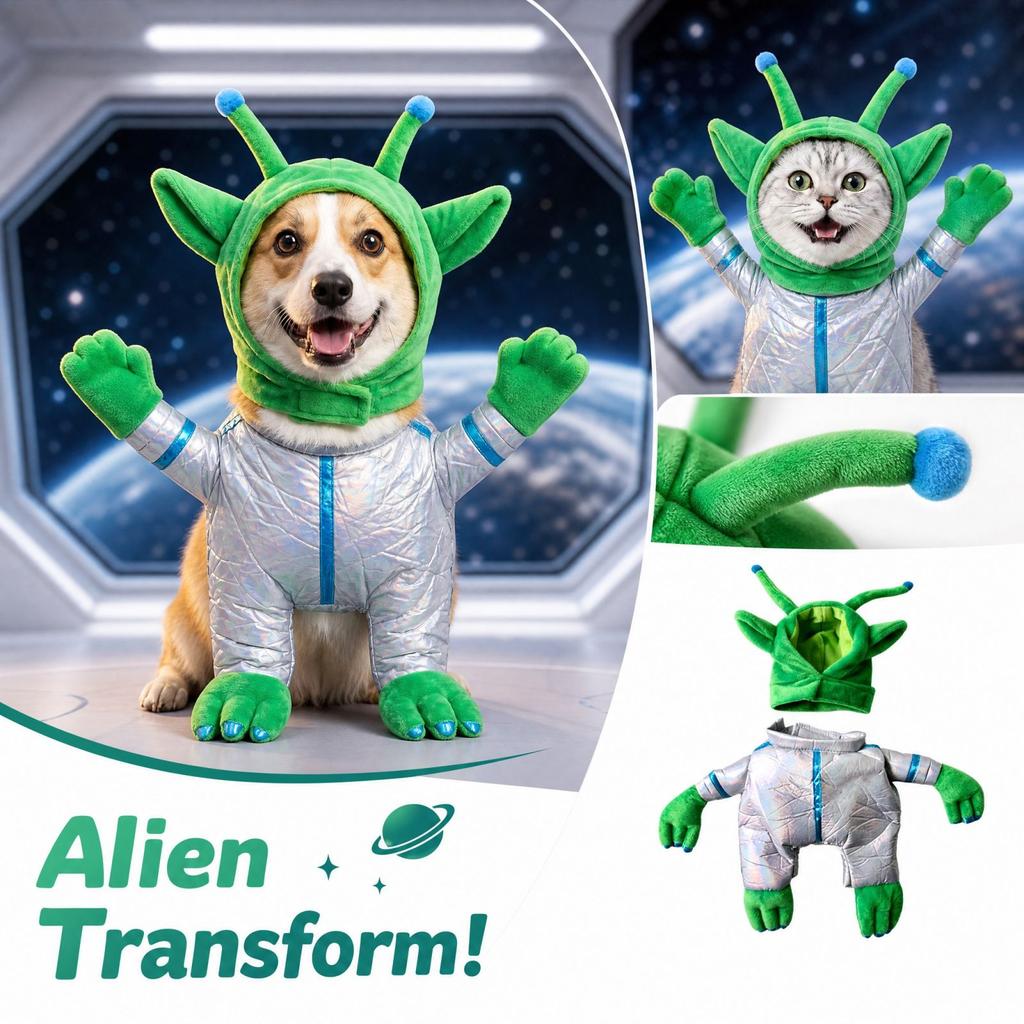 Funny Pet Costume for Cats and Dogs, 3D Raised Design, Novelty Halloween Outfit