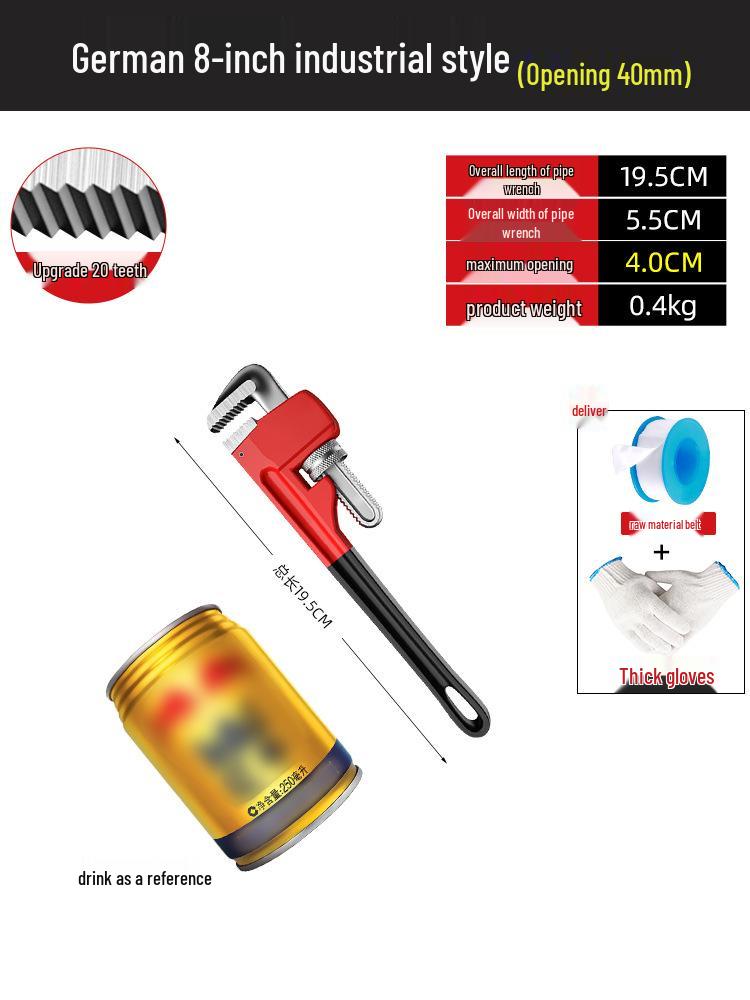 

Pipe Wrench & Pliers Tool Set: Household Pipe Wrench with Throat, Tooth, and Water Pipe Pliers.