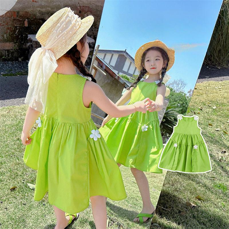Girls' Summer Dress New Long Dress Sweet And Stylish Children'S Thin Sleeveless Vest Dress Princess Dress