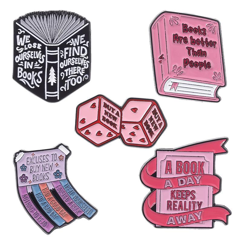 Buy A New Book Enamel Pins Cartoon Books Are Better Than People Brooches Lapel Badges Clothes Bookish Jewelry Gift