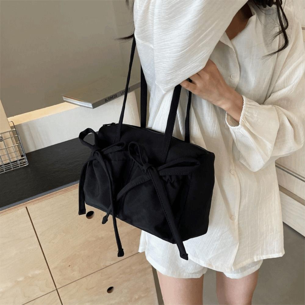 Bowknot Pleated Shoulder Bag Large Capacity Underarm Bag Trendy Armpit Bag  Girls