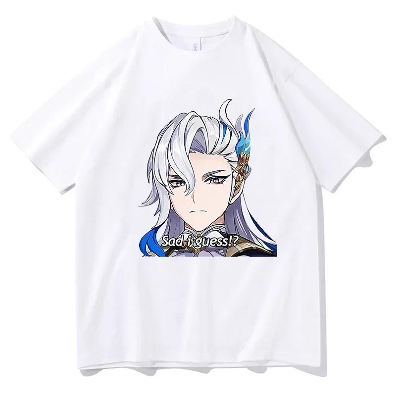 Genshin Impact T-shirt Women Clothes Fashion Harajuku Funny Kawaii Neuvillette Print Short Sleeve Tee Shirt Anime Clothing Tops