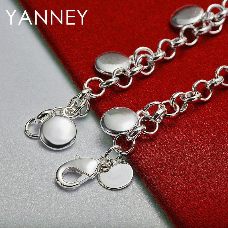 925 Sterling Silver 8-inch Delicate Round Bracelet for Women, a Fashionable Jewelry Gift for Weddings
