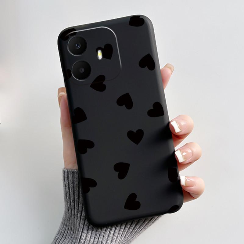 Pro pouzdro TCL K70 Roztomilé Srdíčko Králík Černé Měkké Silikonové Ochranné Zadní Kryt Pro Telefon TCL K70 Power SE TCLK70 4G 5G