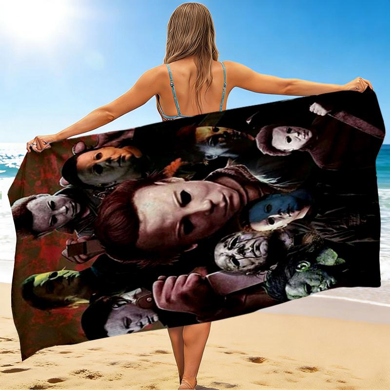 1Pc Halloween Horror Icons Beach Towel Quick Dry Multiuse For Beach Pool Gym Yoga Home Travel Christmas Halloween Xmas Gift L1464