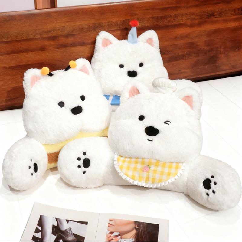 Universal Car Headrest Neck Pillow Plush Dog Cute Cartoon Comfortable Waist Pillow Vehicle Supplies Car Seat Accessorie Office Chair Sedentary Cushion