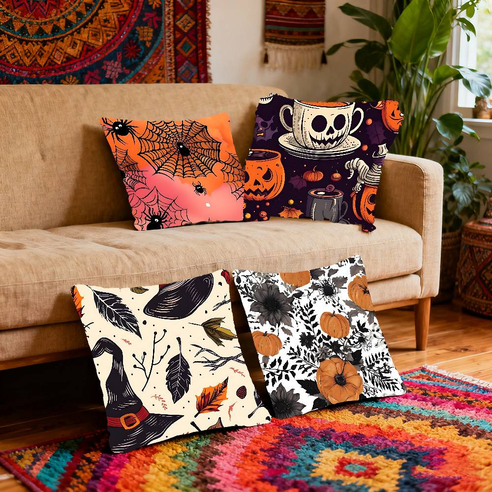 Spooky Halloween Pillow Case Cushion Cover Polyester Pillowcase Decorative Sofa Cushion Pillowcase Home Decor